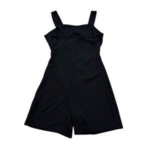 Women’s SHEIN Black Ribbed Romper Sleeveless Stretch Casual Y2K